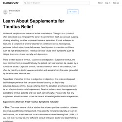 Supplements for tinnitus relief