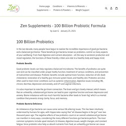 Zen Supplements - 100 Billion Probiotic Formula