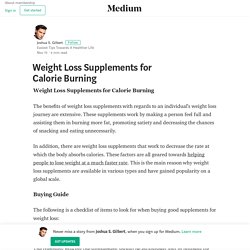 Weight Loss Supplements for Calorie Burning
