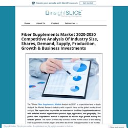 Fiber Supplements Market 2020-2030 Competitive Analysis Of Industry Size, Shares, Demand, Supply, Production, Growth & Business Investments