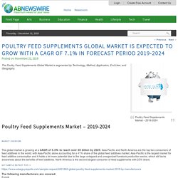 Poultry Feed Supplements Global Market Is Expected To Grow With A Cagr Of 7.1% In Forecast Period 2019-2024