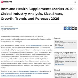 Immune Health Supplements Market 2020 - Global Industry Analysis, Size, Share, Growth, Trends and Forecast 2026