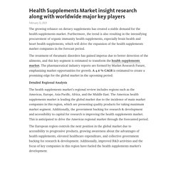 Health Supplements Market insight research along with worldwide major key players  – Telegraph