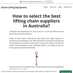 Best lifting chain suppliers in Australia