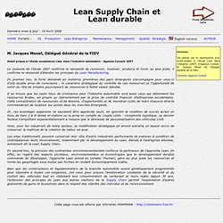 Lean Supply Chain et Lean durable. Etude Lean dans l'automobile - 2006