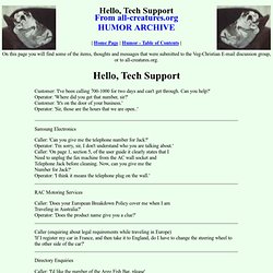 Hello, Tech Support: Humor Page: Archive of all-creatures.org