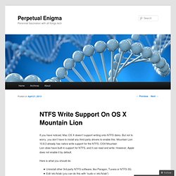NTFS Write Support On OS X Mountain Lion