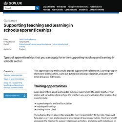 Supporting teaching and learning in schools apprenticeships - Detailed guidance