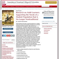 Research on Adult Learners: Supporting the Needs of a Student Population that Is No Longer Nontraditional