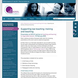Supporting law teaching: training and teaching at UKCLE