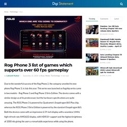 Rog Phone 3 list of games which supports over 60 fps gameplay