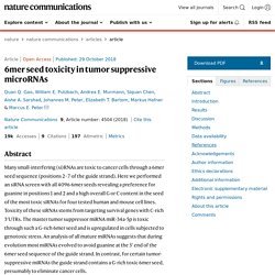 6mer seed toxicity in tumor suppressive microRNAs
