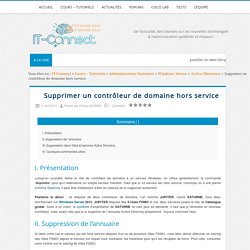 Supprimer un contrôleur de domaine hors service