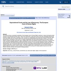 Supranational Courts and the Law of Democracy: The European Court of Human Rights by Richard H. Pildes