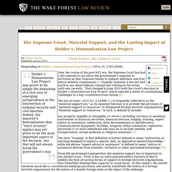 The Supreme Court, Material Support, and the Lasting Impact of Holder v. Humanitarian Law Project – Wake Forest Law Review