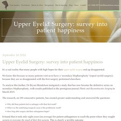 Upper Eyelid Surgery: survey into patient happiness - Plastic, Facial Surgeon & Cosmetic Surgery Melbourne - Dr Bryan Mendelson