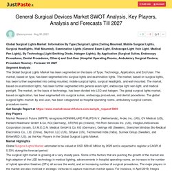 General Surgical Devices Market SWOT Analysis, Key Players, Analysis and Forecasts Till 2027