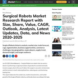 July 2021 report on Surgical Robots Market Research Report with Size, Share, Value, CAGR, Outlook, Analysis, Latest Updates, Data, and News 2020-2025