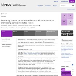 PLOS 06/09/18 Bolstering human rabies surveillance in Africa is crucial to eliminating canine-mediated rabies