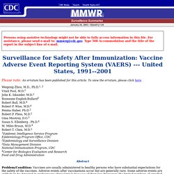 Surveillance for Safety After Immunization: Vaccine Adverse Event Reporting System (VAERS)