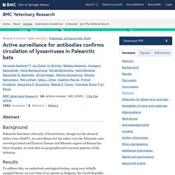 BMC VETERINARY RESEARCH 10/12/20 Active surveillance for antibodies confirms circulation of lyssaviruses in Palearctic bats