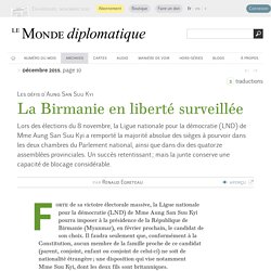 La Birmanie en liberté surveillée, par Renaud Egreteau (Le Monde diplomatique, décembre 2015)