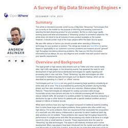 A Survey of Big Data Streaming Engines