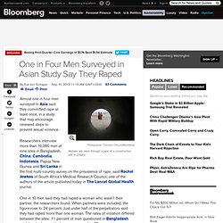 One in Four Men Surveyed in Asian Study Say They Raped