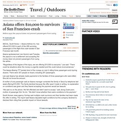 Asiana offers $10,000 to survivors of San Francisco crash