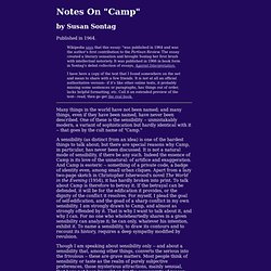 Susan Sontag: Notes On "Camp" [rough unofficial]
