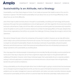 Sustainability is an Attitude, not a Strategy - Amplo Global