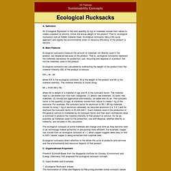 Sustainability Concepts: Ecological Rucksacks