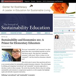 Sustainability and Economics 101: A Primer for Elementary Educators « Journal of Sustainability Education