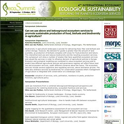 EcoSummit 2012 - Ecological Sustainability: Restoring the Planet’s Ecosystem Services : Symposium Information