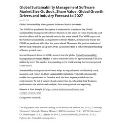 Global Sustainability Management Software Market Size Outlook, Share Value, Global Growth Drivers and Industry Forecast to 2027 – Telegraph