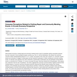 Consumer Perceptions Related to Clothing Repair and Community Mending Events: A Circular Economy Perspective