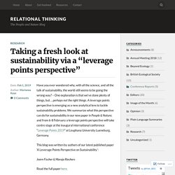 Taking a fresh look at sustainability via a “leverage points perspective” – Relational Thinking