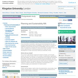 Planning and Sustainability MA - Postgraduate courses