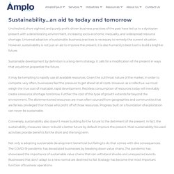 Sustainability…an aid to today and tomorrow - Amplo Global Inc.