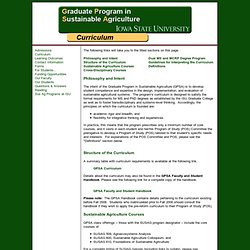 Program Curriculum - Graduate Program in Sustainable Agriculture - Iowa State University