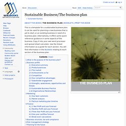 Sustainable Business/The business plan