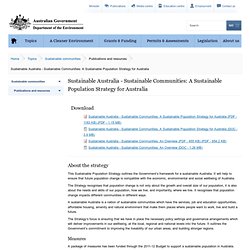 A Sustainable Population Strategy for Australia - Issues Paper