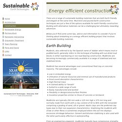 Sustainable Buildings, Earth Friendly construction, Mud brick construction and alternative building materials