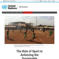The Role of Sport in Achieving the Sustainable Development Goals