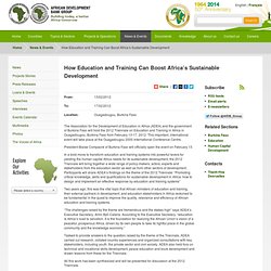How education and training can boost Africa’s sustainable development