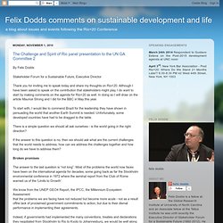 Felix Dodds comments on sustainable development and life: November 2010