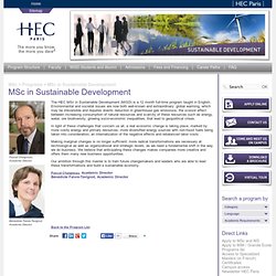 MSc in Sustainable Development - HEC Paris