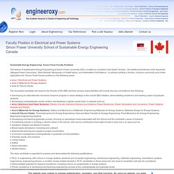 Faculty Position in Electrical and Power Systems (Simon Fraser University School of Sustainable Energy Engineering )
