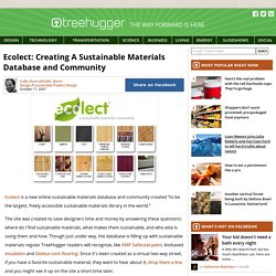 Ecolect: Creating A Sustainable Materials Database and Community