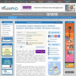Sustainable spatial rebalancing for Northern England: alternative models and future scenarios at University of Manchester